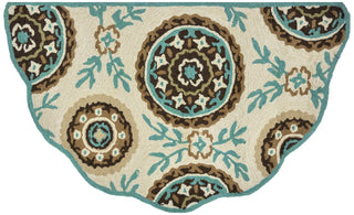 Loloi Summerton SRS08 Ivory / Teal Area Rug aerial 2-3 x 3-9 scalloped hearth