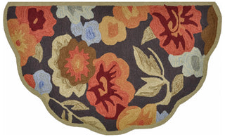 Loloi Summerton SSC02 Dark Brown / Floral Area Rug aerial 2-3 x 3-9 scalloped hearth