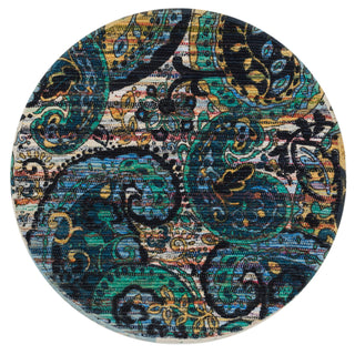 Loloi Aria HAR05 Blue / Multi Area Rug aerial 3 x 3 round