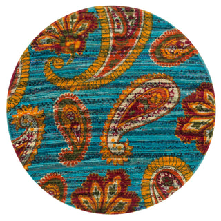 Loloi Aria HAR08 Blue / Multi Area Rug aerial 3 x 3 round