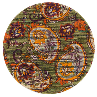 Loloi Aria HAR10 Green / Orange Area Rug aerial 3 x 3 round