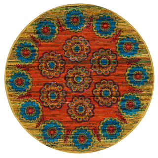 Loloi Aria HAR11 Orange / Multi Area Rug aerial 3 x 3 round