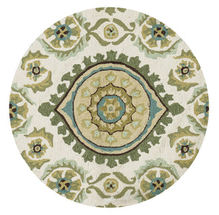 Loloi Francesca FC-24 Ivory / Aqua Area Rug aerial 3 x 3 round
