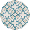 Loloi Francesca FC-42 Ivory / Teal Area Rug aerial 3 x 3 round