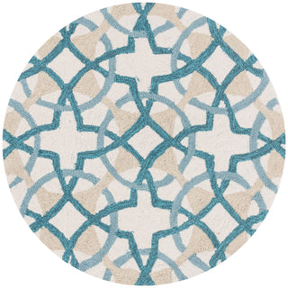 Loloi Francesca FC-42 Ivory / Teal Area Rug aerial 3 x 3 round