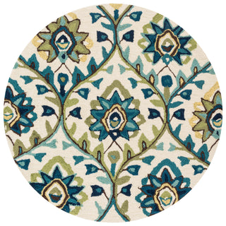 Loloi Francesca FC-45 Ivory / Blue Area Rug aerial 3 x 3 round