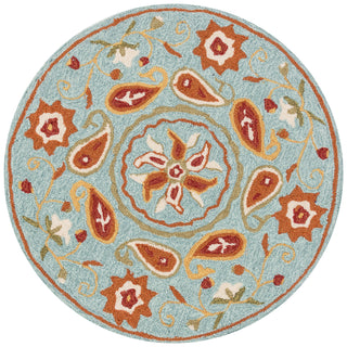 Loloi Francesca FC-53 Aqua / Spice Area Rug aerial 3 x 3 round
