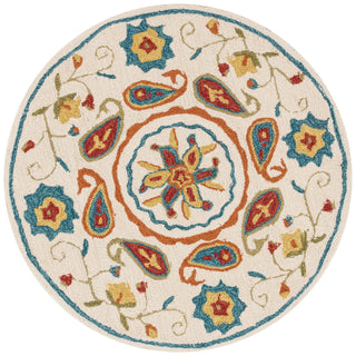 Loloi Francesca FC-53 Ivory / Blue Area Rug aerial 3 x 3 round