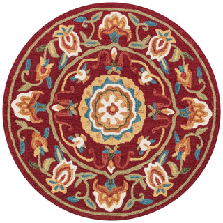 Loloi Francesca FC-54 Red / Sage Area Rug aerial 3 x 3 round