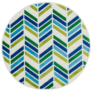 Loloi Gracie HGE01 Ivory / Blue Area Rug aerial 3 x 3 round