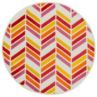 Loloi Gracie HGE01 Ivory / Pink Area Rug aerial 3 x 3 round