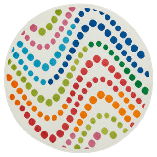 Loloi Gracie HGE02 Ivory / Multi Area Rug aerial 3 x 3 round
