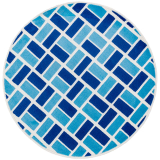 Loloi Gracie HGE04 Ivory / Blue Area Rug aerial 3 x 3 round