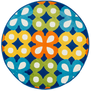 Loloi Gracie HGE05 Blue / Multi Area Rug aerial 3 x 3 round