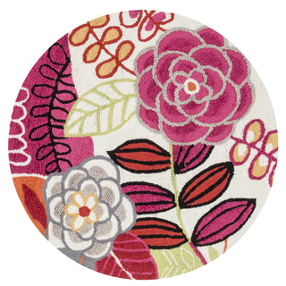 Loloi Juliana JL-24 Ivory / Berry Area Rug aerial 3 x 3 round