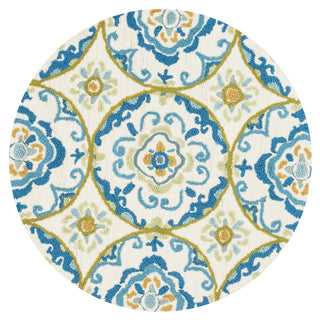 Loloi Juliana JL-30 Ivory / Blue Area Rug aerial 3 x 3 round