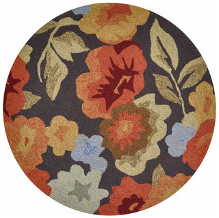 Loloi Summerton SSC02 Dark Brown / Floral Area Rug aerial 3 x 3 round