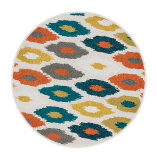 Loloi Terrace HTC03 Ivory / Multi Area Rug aerial 3 x 3 rounds