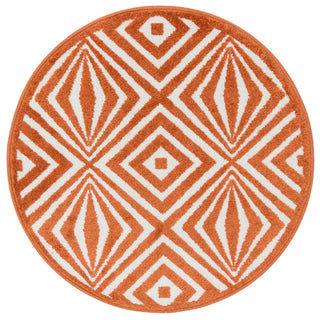 Loloi Terrace HTC04 Ivory / Orange Area Rug aerial 3 x 3 rounds