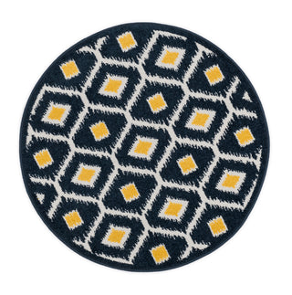 Loloi Terrace HTC08 Navy / Lemon Area Rug aerial 3 x 3 rounds