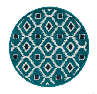 Loloi Terrace HTC08 Teal / Navy Area Rug aerial 3 x 3 rounds