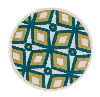 Loloi Terrace HTC09 Teal / Citron Area Rug aerial 3 x 3 rounds