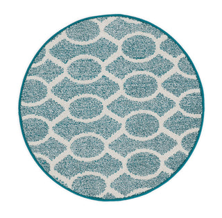 Loloi Terrace HTC20 Teal / Ivory Area Rug aerial 3 x 3 rounds