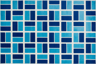 Loloi Gracie HGE04 Ivory / Blue Area Rug aerial 4-4 x 6-7