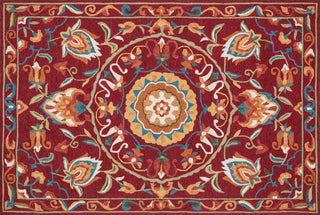 Loloi Francesca FC-54 Red / Sage Area Rug aerial 5 x 7-6