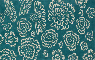 Loloi Nova NV-06 Teal / Ivory Area Rug aerial 5 x 7-6