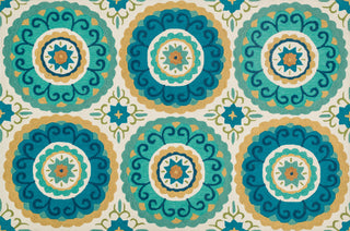 Loloi Olivia HOL07 Ivory / Aqua Area Rug aerial 5 x 7-6