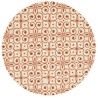 Loloi Ventura HVT07 Ivory / Spice Area Rug aerial 7-10 x 7-10 round