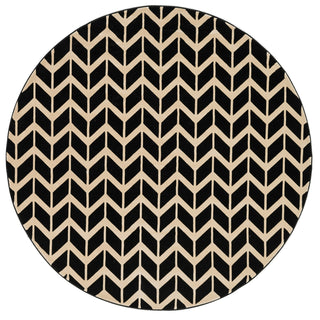 Loloi Goodwin GW-03 Black / Ivory Area Rug aerial 7-7 x 7-7 round
