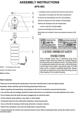 Surya Anefis AFS-003 Lamp Assembly