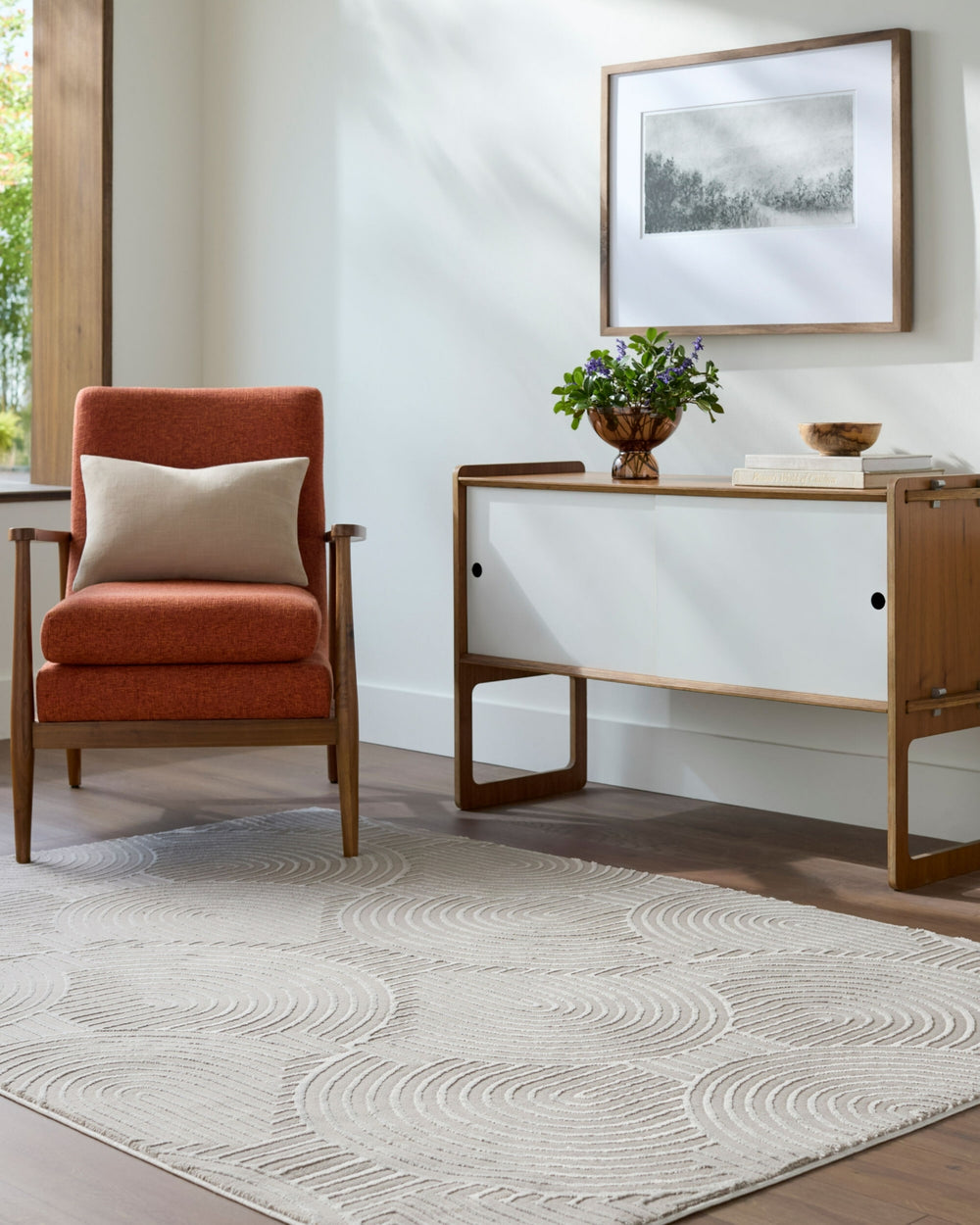 Livabliss Alder ALD-2324 Taupe Machine Washable Area Rug Room Scene Feature