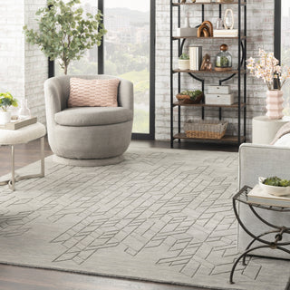 Nourison Alessia ALE01 Grey Area Rug by Reserve Collection Room Scene Feature