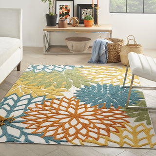 Nourison Aloha ALH05 Turquoise Multicolor Area Rug Corner Image