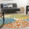 Nourison Aloha ALH05 Turquoise Multicolor Area Rug Corner Image