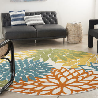 Nourison Aloha ALH05 Turquoise Multicolor Area Rug Corner Image
