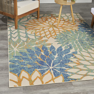 Nourison Aloha ALH05 Blue Green Area Rug Room Image Feature