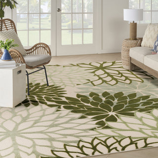 Nourison Aloha ALH05 Ivory Green Area Rug Corner Image