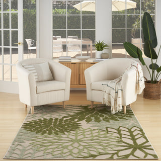 Nourison Aloha ALH05 Ivory Green Area Rug Corner Image