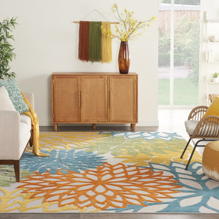 Nourison Aloha ALH05 Turquoise Multicolor Area Rug 