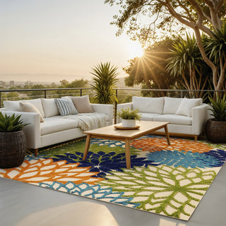 Nourison Aloha ALH05 Turquoise Multicolor Area Rug 