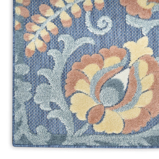 Nourison Aloha ALH17 Blue Rose Area Rug Corner Image