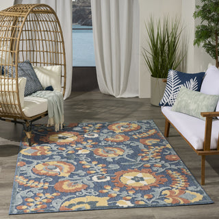 Nourison Aloha ALH17 Blue Rose Area Rug Swatch Image