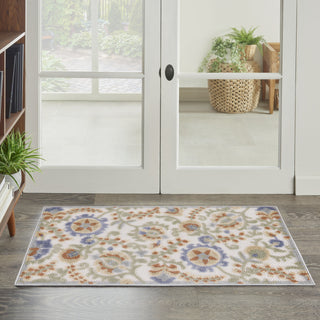 Nourison Aloha ALH17 Ivory Blue Area Rug Corner Image