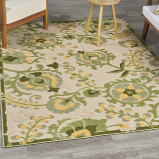 Nourison Aloha ALH17 Ivory Green Area Rug Room Image Feature