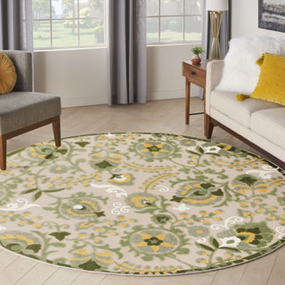 Nourison Aloha ALH17 Ivory Green Area Rug Corner Image