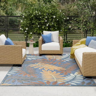 Nourison Aloha ALH18 Blue Rose Area Rug Swatch Image